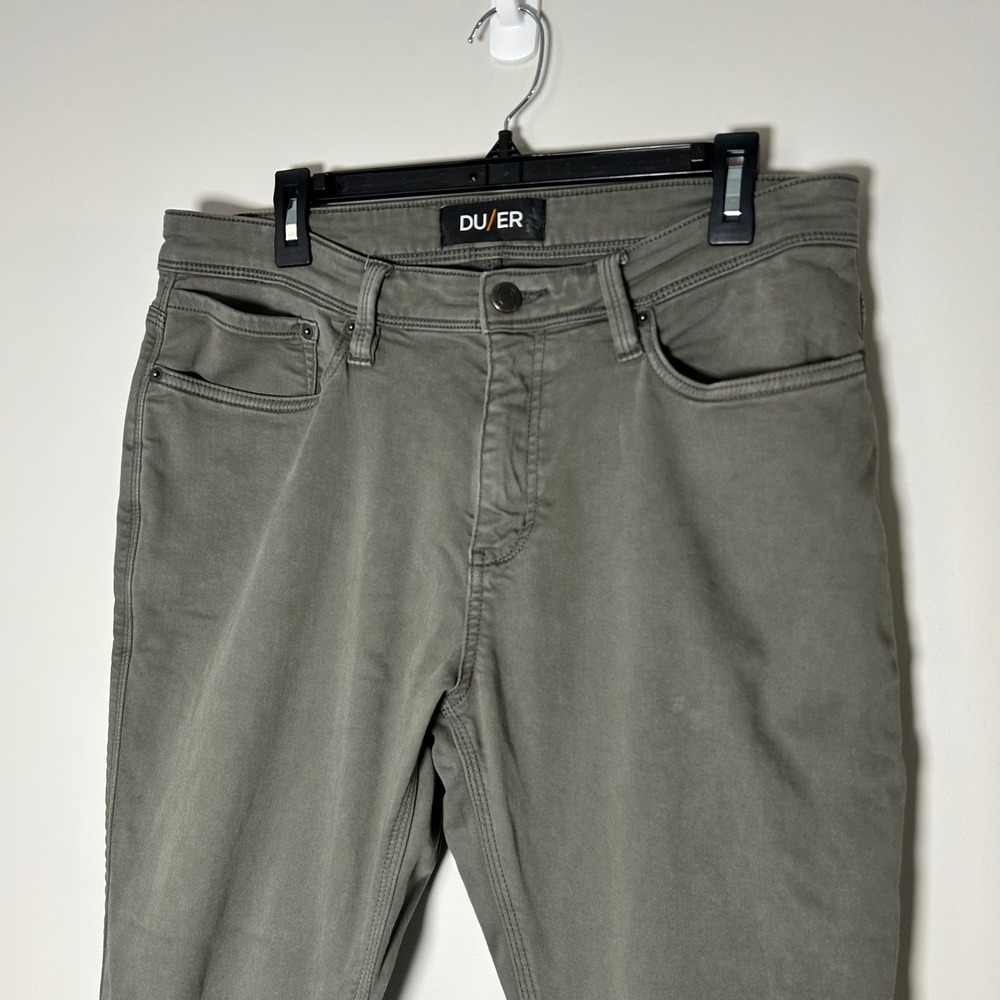 DUER N2X Relaxed Taper Pants Mens 34x32 Olive Green Performance Stretch Chino